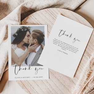 Elegant Script Photo Weddenschap Hartelijk dank Bedankkaart