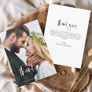 Elegant Script Photo Weddenschap Hartelijk dank Bedankkaart