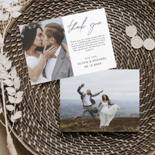 Elegant Script Photo Weddenschap Hartelijk dank Bedankkaart