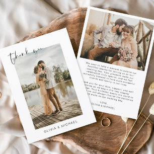 Elegant Script Photo Weddenschap Hartelijk dank Bedankkaart