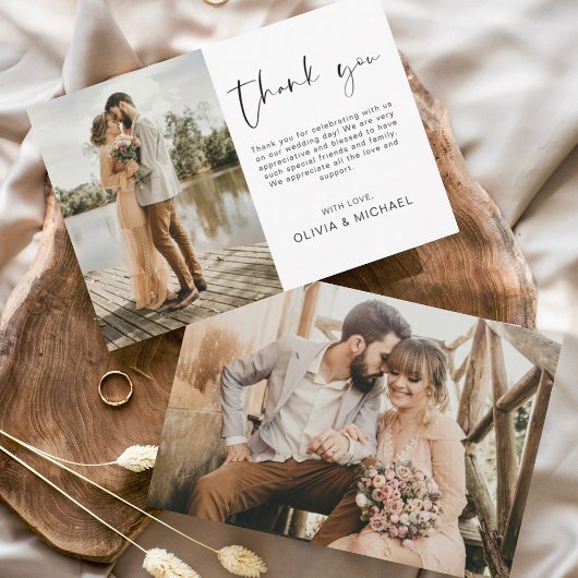 Elegant Script Photo Weddenschap Hartelijk dank Bedankkaart