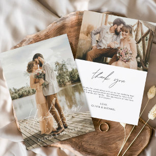 Elegant Script Photo Weddenschap Hartelijk dank Bedankkaart