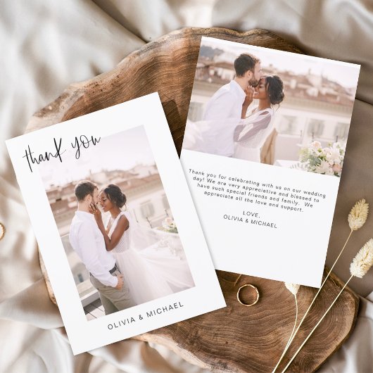 Elegant Script Photo Weddenschap Hartelijk dank Bedankkaart