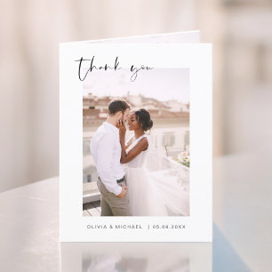Elegant Script Photo Weddenschap Hartelijk dank Bedankkaart