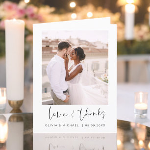 Elegant Script Photo Weddenschap Hartelijk dank Bedankkaart