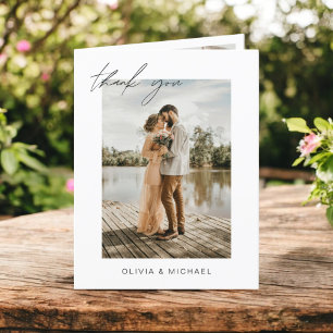 Elegant Script Photo Weddenschap Hartelijk dank Bedankkaart