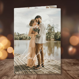 Elegant Script Photo Weddenschap Hartelijk dank Bedankkaart