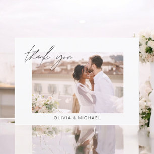 Elegant Script Photo Weddenschap Hartelijk dank Bedankkaart