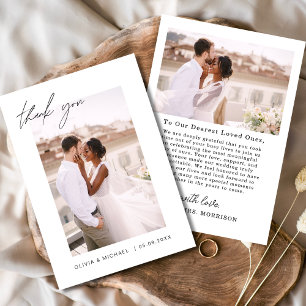 Elegant Script Photo Weddenschap Hartelijk dank Bedankkaart