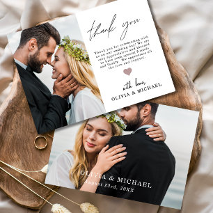 Elegant Script Photo Weddenschap Hartelijk dank Bedankkaart