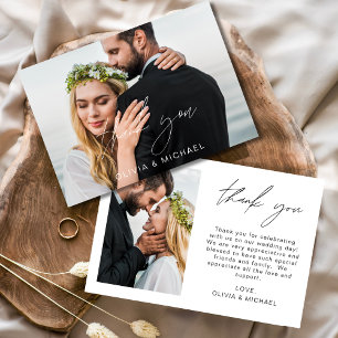 Elegant Script Photo Weddenschap Hartelijk dank Bedankkaart