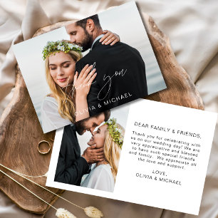Elegant Script Photo Weddenschap Hartelijk dank Bedankkaart