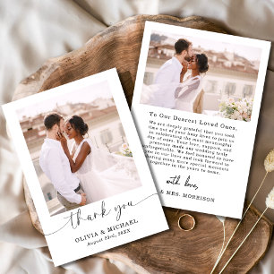 Elegant Script Photo Weddenschap Hartelijk dank Bedankkaart