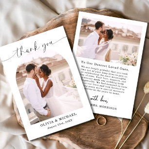 Elegant Script Photo Weddenschap Hartelijk dank Bedankkaart
