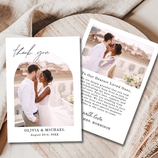 Elegant Script Photo Weddenschap Hartelijk dank Bedankkaart
