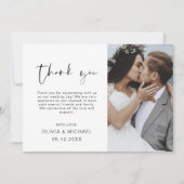 Elegant Script Photo Weddenschap Hartelijk dank Bedankkaart (Voorkant)