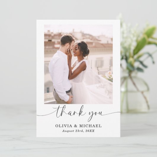 Elegant Script Photo Weddenschap Hartelijk dank Bedankkaart (Staand voorkant)