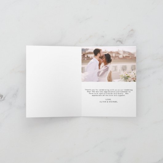 Elegant Script Photo Weddenschap Hartelijk dank Bedankkaart (Binnen)