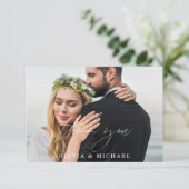 Elegant Script Photo Weddenschap Hartelijk dank Bedankkaart (Staand voorkant)