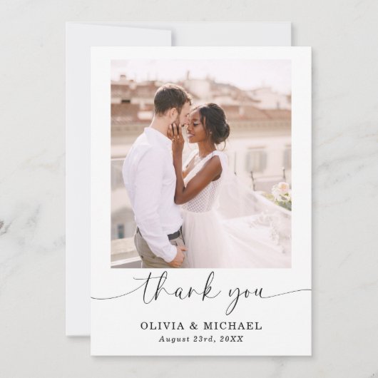 Elegant Script Photo Weddenschap Hartelijk dank Bedankkaart (Voorkant)