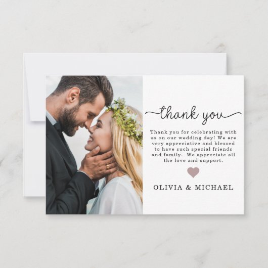 Elegant Script Photo Weddenschap Hartelijk dank Bedankkaart (Voorkant)
