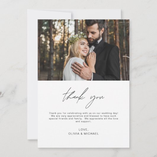 Elegant Script Photo Weddenschap Hartelijk dank Bedankkaart (Achterkant)