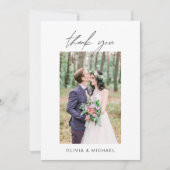 Elegant Script Photo Weddenschap Hartelijk dank Bedankkaart (Voorkant)