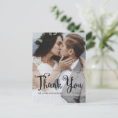 Elegant Script Photo Weddenschap Hartelijk dank Briefkaart (Staand voorkant)