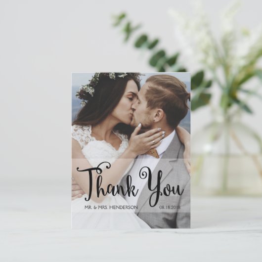Elegant Script Photo Weddenschap Hartelijk dank Briefkaart (Staand voorkant)