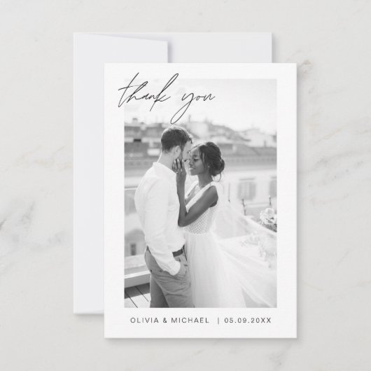 Elegant Script Photo Weddenschap Hartelijk dank Kaart (Voorkant)