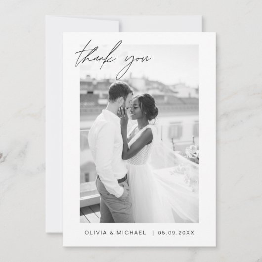 Elegant Script Photo Weddenschap Hartelijk dank Kaart (Voorkant)