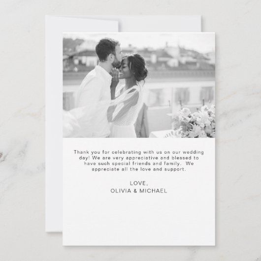 Elegant Script Photo Weddenschap Hartelijk dank Kaart (Achterkant)