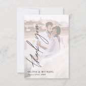 Elegant Script Photo Weddenschap Hartelijk dank Kaart (Voorkant)