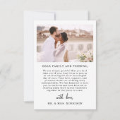 Elegant Script Photo Weddenschap Hartelijk dank Kaart (Achterkant)