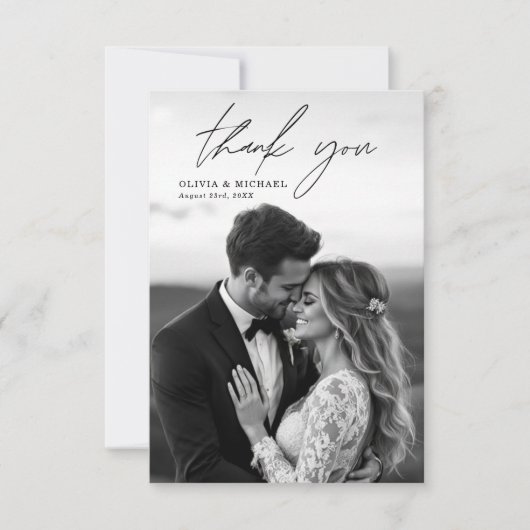 Elegant Script Photo Weddenschap Hartelijk dank Kaart (Voorkant)