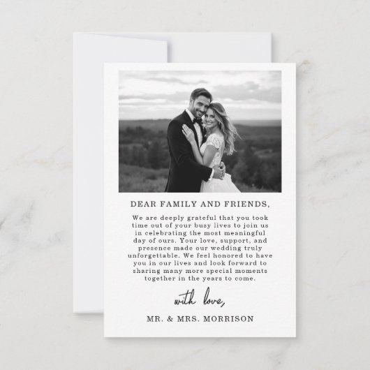 Elegant Script Photo Weddenschap Hartelijk dank Kaart (Achterkant)
