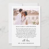 Elegant Script Photo Weddenschap Hartelijk dank Kaart (Achterkant)