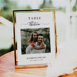 Elegant Script Photo Weddentable Number Dertien Kaart