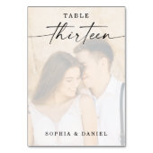 Elegant Script Photo Weddentable Number Dertien Kaart (Achterkant)