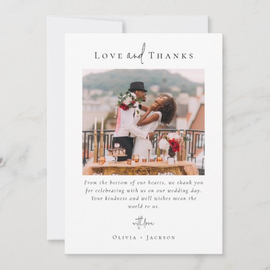 Elegant Script Photo Wedding Bedankkaart (Voorkant)