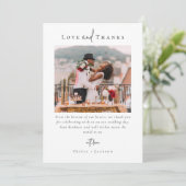 Elegant Script Photo Wedding Bedankkaart (Staand voorkant)