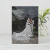 Elegant Script Photo Wedding Bedankkaart (Staand voorkant)