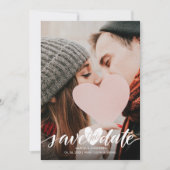Elegant Script Photo Wedding Heart Confetti Save The Date (Voorkant)