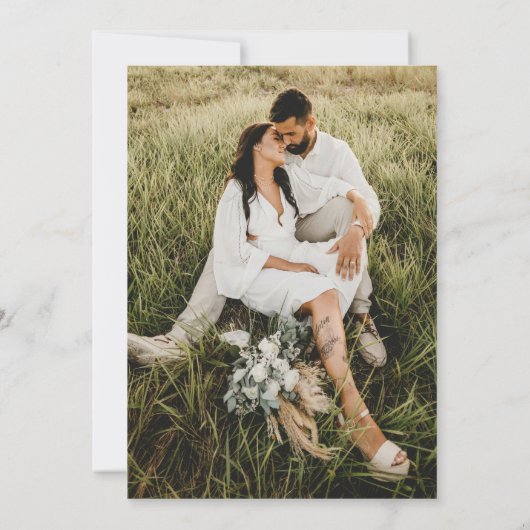 Elegant Script Photo Wedding Kaart (Achterkant)