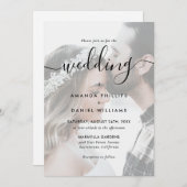 Elegant Script Photo Wedding Kaart (Voorkant / Achterkant)