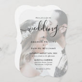 Elegant Script Photo Wedding Kaart (Voorkant / Achterkant)