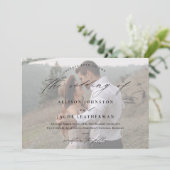 Elegant Script Photo Wedding Kaart (Staand voorkant)