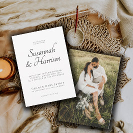 Elegant Script Photo Wedding Kaart