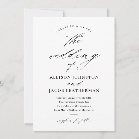 Elegant Script Photo Wedding Kaart (Voorkant)