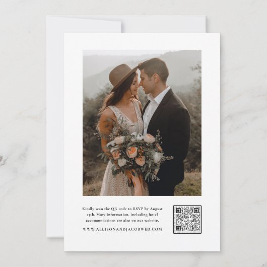 Elegant Script Photo Wedding Kaart (Achterkant)